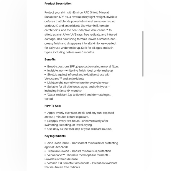 🆕 Environ Rad Shield Mineral Sunscreen - Picture 5 of 5